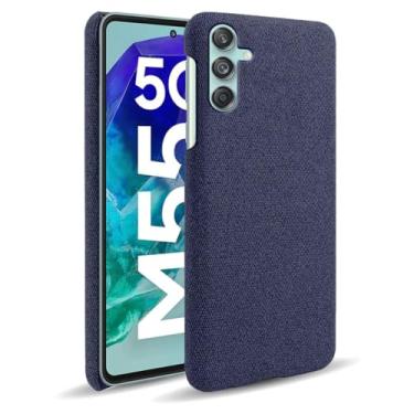 Imagem de Capa para Samsung Galaxy M55,Capa desenhada em lona,Case Protetora Ultrafina com Empunhadura Macia,Design em Tecido Antichoque e Antiarranhões-Blue