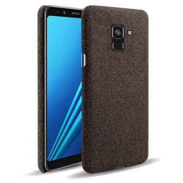 Imagem de Capa para Samsung Galaxy A8 2018,Capa desenhada em lona,Case Protetora Ultrafina com Empunhadura Macia,Design em Tecido Antichoque e Antiarranhões-Brown