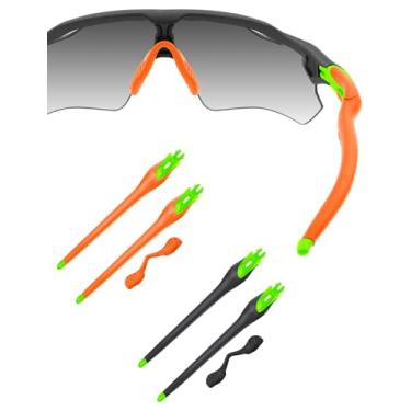 Imagem de HILEEN Óculos de sol de substituição verde brilhante para óculos de sol Oakley Radar EV Path Pitch Advancer - preto + laranja
