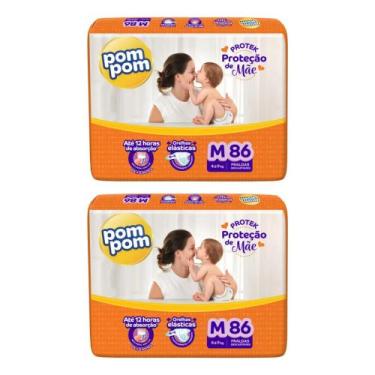 Imagem de KIT 2 Fraldas Pom Pom Derma Protek Hiper Tamanho M C/ 86 unidades
