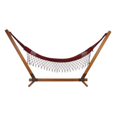 Imagem de Suporte De Madeira Com Rede de Descanso Vermelha