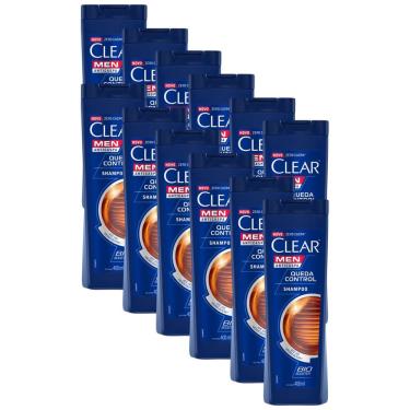 Imagem de Kit 12 Shampoo Anticaspa Clear Men Queda Control 400ml