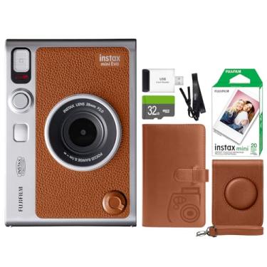 Imagem de FUJIFILM Instax Mini EVO Câmera Instantânea Híbrida Marrom + Filme Fuji Instax 20 Folhas + Capa e Álbum Personalizados Pacote de Acessórios para Cartão de Memória Micro SD de 32 GB