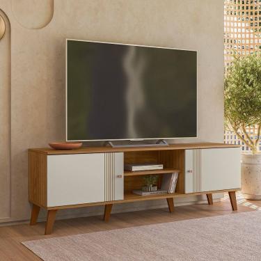 Imagem de Rack Denver 1,60cm Nature Off White Peternella Móveis