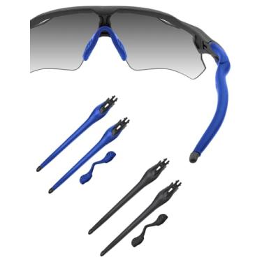 Imagem de HILEEN Hastes pretas de substituição para óculos de sol Oakley Radar EV Path Pitch Advancer, Preto + azul escuro, One Size