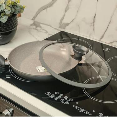 Imagem de Frigideira de Aluminio e Revestimento em GRANITO, a Indução Com Tampa Antiaderente Granito Cinza Ø24cm