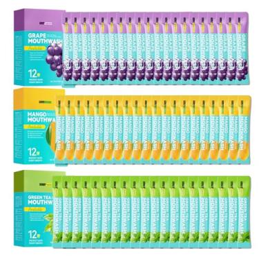 Imagem de Enxaguante bucal tamanho viagem, mini enxaguante bucal tamanho viagem conjunto de lavagem bucal portátil a granel, pacotes individuais pequenos de lavagem bucal de viagem para hálito fresco (pacote