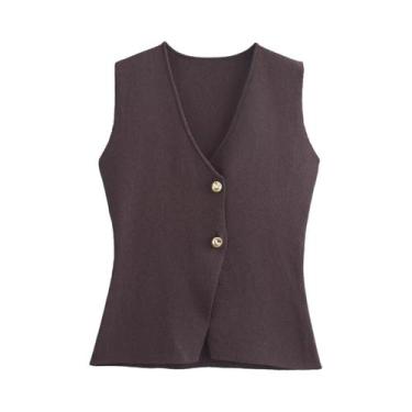 Imagem de Conjunto Feminino de Verão em Malha - Colete com Decote V e Saia Longa