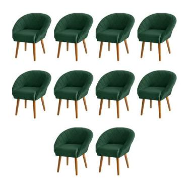 Imagem de Kit 10 Poltronas Decorativas Giovana Pés Palito Veludo Verde - CASA DA