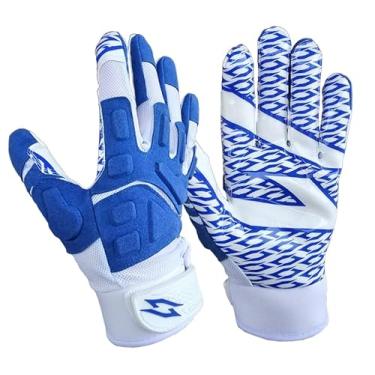 Imagem de Scale Wear Design Luvas brancas invisíveis de futebol americano com palmas de silicone Tach Grip. Adulto masculino jovem meninos pegajoso jogador de linha grande receptor bandeira futebol impulsionar