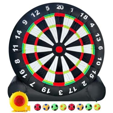 Imagem de WARSUN Tabuleiro De Dardos Inflável Gigante 10 Pés Para Futebol, Com 8 Bolas Futebol E Soprador 350 W Jogos Esportivos Academia, Acampamento Pátio Escolar (Preto)