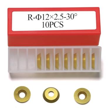 Imagem de Inserções de carboneto de estanho de 12 mm, lâminas redondas de carboneto revestidas de titânio, cortadores de carboneto para acabamento de torneamento de madeira, ferramentas de torno de madeira ocas