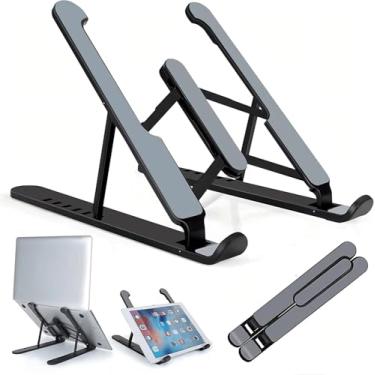 Imagem de Suporte de Notebook em Alumínio, Ajustável e Dobrável, Altura Regulável, Portátil e Resistente, Ergonômico para Mesa, Compatível com MacBook, HP, Dell, Lenovo, Tablets 10-17 Polegadas.