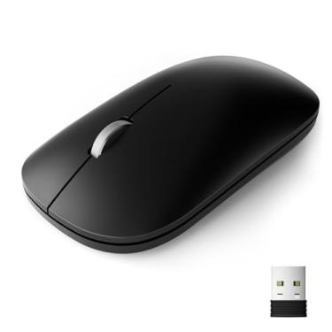 Imagem de Mouse USB sem fio, 2,4 G, silencioso, fino, sem fio, com rolagem de metal, 1600 DPI e vida útil da bateria de 24 meses, pequenos ratos de computador ópticos portáteis para Windows macOS, iPadOS,