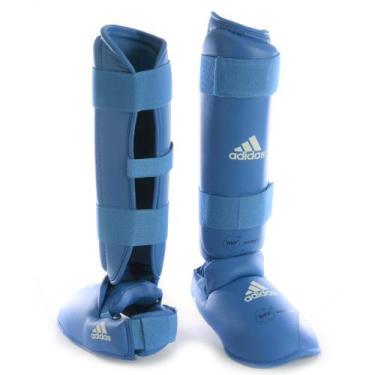 Imagem de Caneleira Karatê Adidas Com Protetor de Pé WKF Azul, P