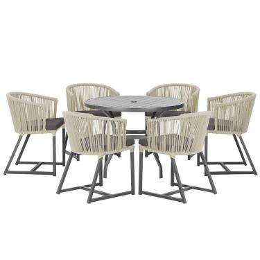 Imagem de Mesa com 6 Cadeiras de Jantar Roma 120cm e Noronha em Alumínio