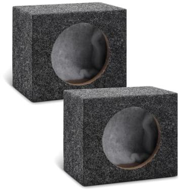 Imagem de BBTO Caixa de alto-falante de áudio de carro estilo angular 2 peças de 15 x 23 cm Caixa de alto-falante de caminhão resistente para subwoofer de veículos domésticos suprimentos de som (21 x 10 x 19 cm