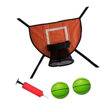 Imagem de Deevoka Mini trampolim, cesta de basquete, suporte de basquete, aro destacável para mergulho seguro, acessório de trampolim para todas as idades, Laranja