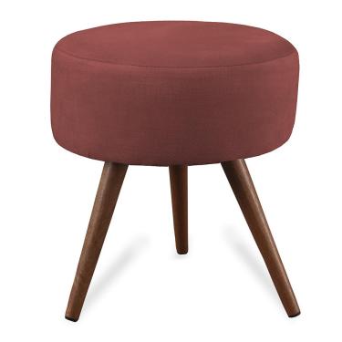 Imagem de Puff Cama Inbox Hilda Redondo com Pés em Madeira Maciça Tecido Suede Vermelho