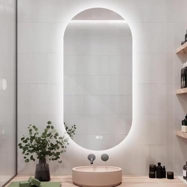 Imagem de Espelho De Parede De Banheiro Led De 120 Cm, Espelho De Corpo Inteiro Iluminado Oval De 130 Cm Com Luzes, Regulável Em 3 Cores, Antiembaçante, à Prova De Estilhaços, Inte, Backlit, 24"x40"