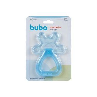 Imagem de Mordedor buba com agua e chocalho azul textura ergonômico vai na gelad