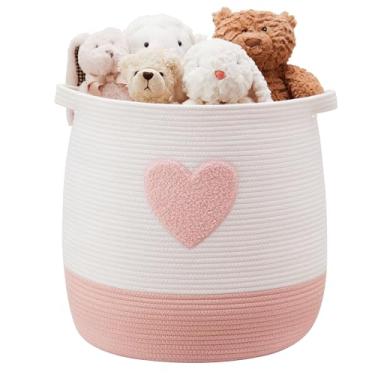 Imagem de MOJOSCEND Cesto De Roupa Suja Rosa Para Bebê 65L, Berçário, Crianças, Meninas, Cobertor Blush, Grande