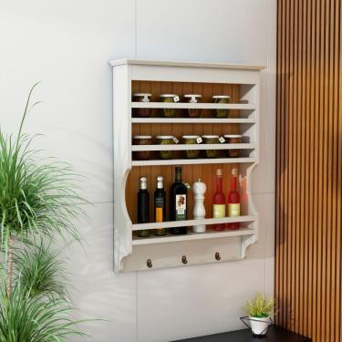 Imagem de Prateleira De Madeira Multiuso Com Ganchos New Veneza Branco