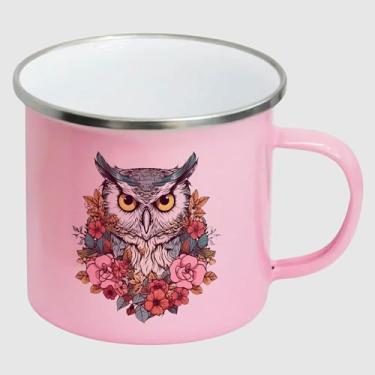 Imagem de Caneca de Inox Esmaltada Rosa Premium - CORUJA FLORIDA AZUL PROFESSOR