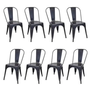 Imagem de Kit 8 Cadeiras Tolix Iron Ferro Preta Fosca Aço Industrial Sala Cozinha Jantar Bar