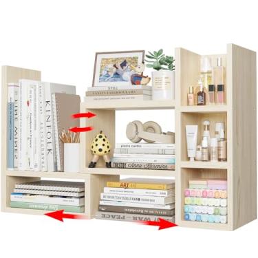 Imagem de NUTIKAS Prateleiras de mesa para orgnizer de mesa – Organização de escritório em tom de madeira natural para organizadores de mesa e acessórios de canto prateleiras de mesa pequenas decorações para