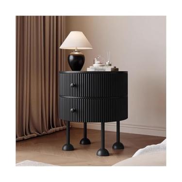 Imagem de Mesa De Cabeceira Estreita Para Espaços Pequenos, Fina De Madeira Com Gavetas Para Sofá De Quarto, Dormitório E Sala De Estar(Black,19x19x19")