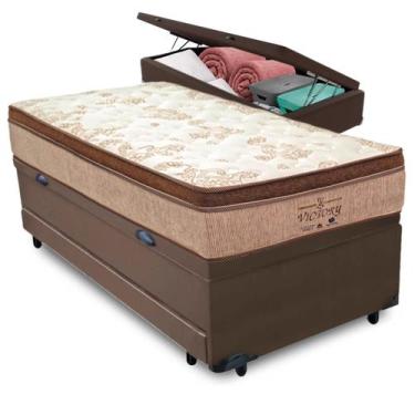 Imagem de Bicama Baú + Colchão Victory Molas V-tech Solteiro, Marrom