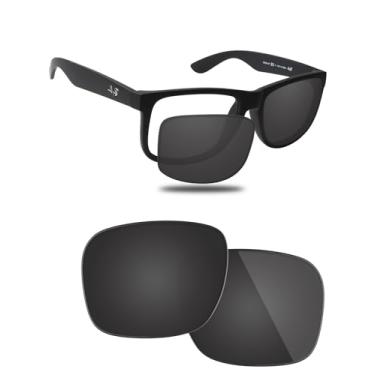 Imagem de Fiskr Lentes polarizadas de substituição compatíveis com óculos de sol RayBan Justin RB4165 54 mm, resistente a impactos e ajuste perfeito - preto clássico