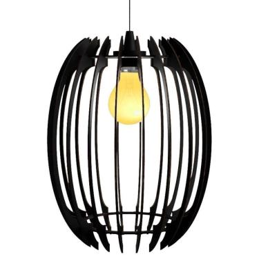 Imagem de Luminária Teto Tipo Pendente Grega Mdf - Completa Cor: Preta