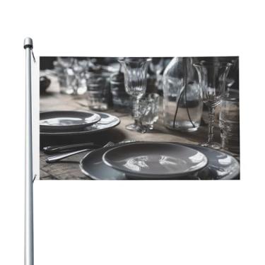 Imagem de Bandeira de 0,9 x 1,5 m Bandeira dupla face ao ar livre com 2 placas de ilhós na mesa de jantar Bandeiras 200D decorações externas resistentes bandeira de poliéster bandeiras de quintal para férias ao