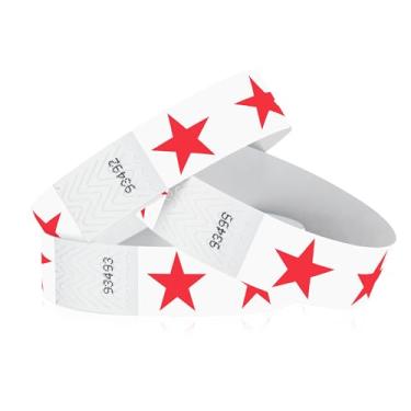 Imagem de Pulseiras Tyvek de 3/4 polegada da WristCo Red Stars, Red Stars, 500 Count