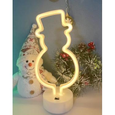 Imagem de AOSCTELF Letreiro De Luz Neon, Led Boneco Neve, Acrílico Alimentado Por Bateria/Usb Para A Noite Natal, Decoração Quarto