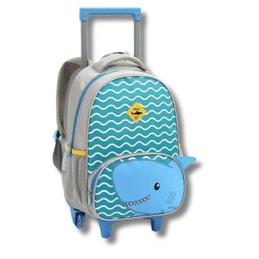Imagem de Mochila Rodinhas Zoop Seanite Escolar Infantil Azul Tubarão