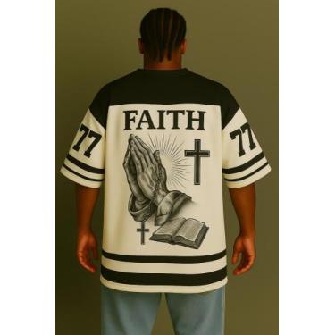 Imagem de Camiseta Streetwear Oversized Masculina Faith - swagon, P