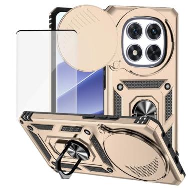 Imagem de Yodueiv Capa para Xiaomi Redmi Note 14 Pro 5G com protetor de tela de vidro temperado e capa de câmera deslizante, anel magnético suporte suporte de carro capa protetora para Xiaomi Redmi Note 14 Pro