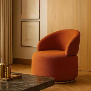 Imagem de Poltrona Giratória com Base Dourada em Aço Carbono Bella - Exclusiva Boulclè Terracota