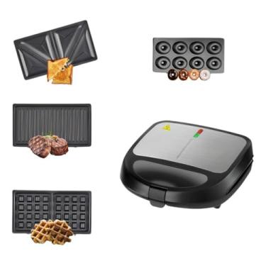 Imagem de Sanduicheira 4 Em 1 Prepare Sanduíches Donuts Waffles Cozinha Multifuncional Pés Antiderrapantes 110V