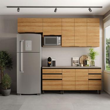 Imagem de Cozinha Bartira Cristal Com 7 Portas 6 Gavetas 4 Prateleiras Lâmina Mel