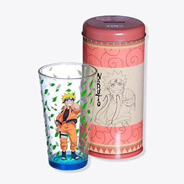 Imagem de Naruto Shippuden Kit Copo De Vidro 500ml + Cofre Metal Oficial VIZ