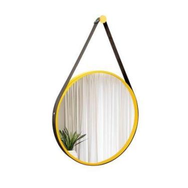 Imagem de Espelho Decorativo Adnet Amarelo Alça material sintético Preto 60 cm R