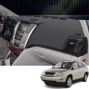 Imagem de Bmolpt Acessórios interiores personalizados para Lexus RX300 RX330 RX350 2004 2005 2006 2007 2008 2009 capa de painel central de couro capa de painel almofada sem HUD (Balck)