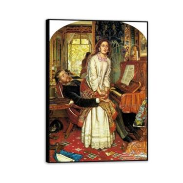 Imagem de Pintura famosa William Holman Hunt Arte de parede O Despertar Consciência Impressão em tela Presente Sala de Estar Impressão Decoração de Quarto Obras de Arte 100 x 70 cm (99.1x71.1 cm) Preto