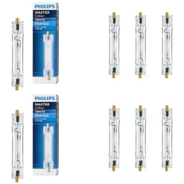 Imagem de 8 Lâmpada Palito 70w Vapor Metálico Philips 3000k RX7S 94v