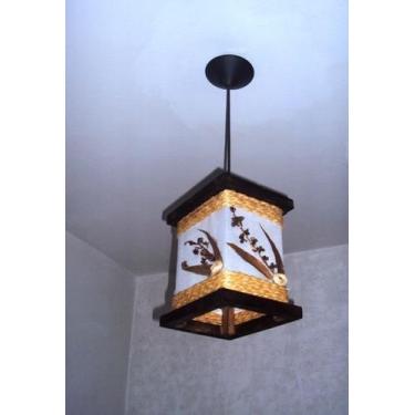 Imagem de Lustre de teto luminária rústico de corda artesanal decoração sala qua