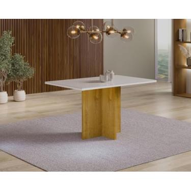 Imagem de Mesa de Jantar Salinas, Tampo Branco com Base em Carvalho, 80 x 100 cm